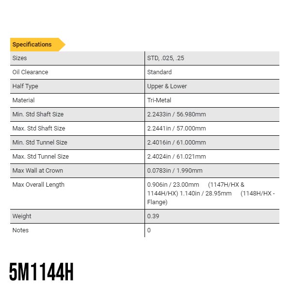 Coussinets de vilebrequin trimtal Mitsubishi moteurs 4G63 et 4G64 jusqu' 1992