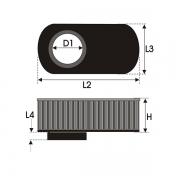 Filtre universel cylindrique caoutchouc 50-180-115