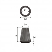 Filtre universel conique inox 30-70-50