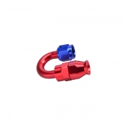 Adaptateur 180 degrs femelle concave tournant JIC UNF/durite PTFE - Coloris bleu-rouge